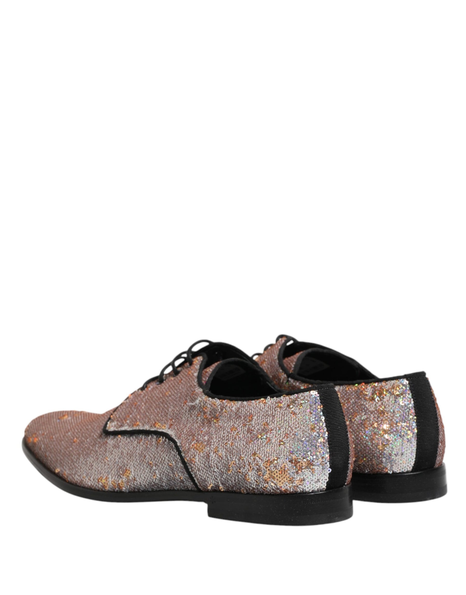 Dolce & Gabbana Silver Sequined Lace Up Men Derby Dress Shoes | Regal Royce