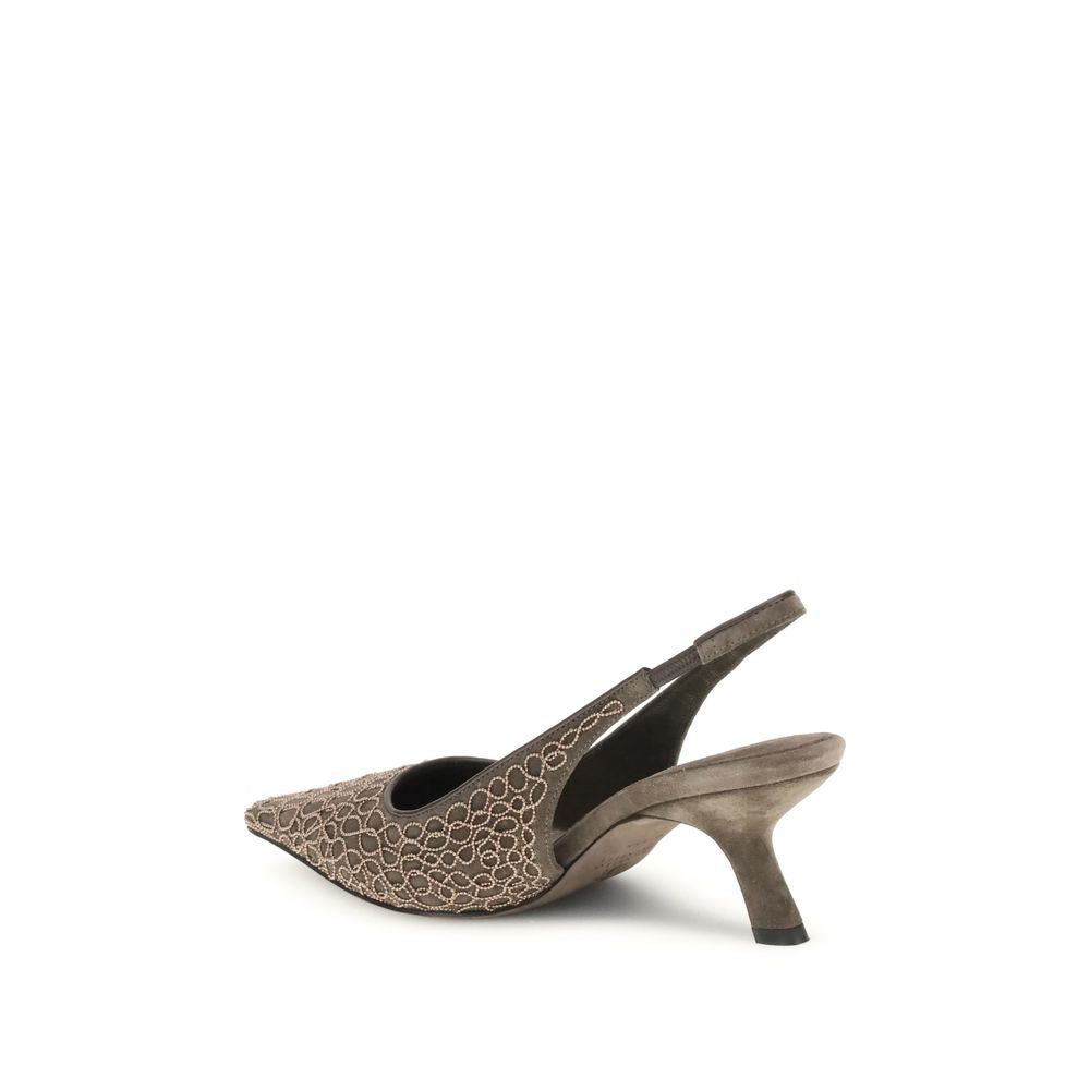 Brunello Cucinelli Brown Leather High Heel Pumps | Regal Royce