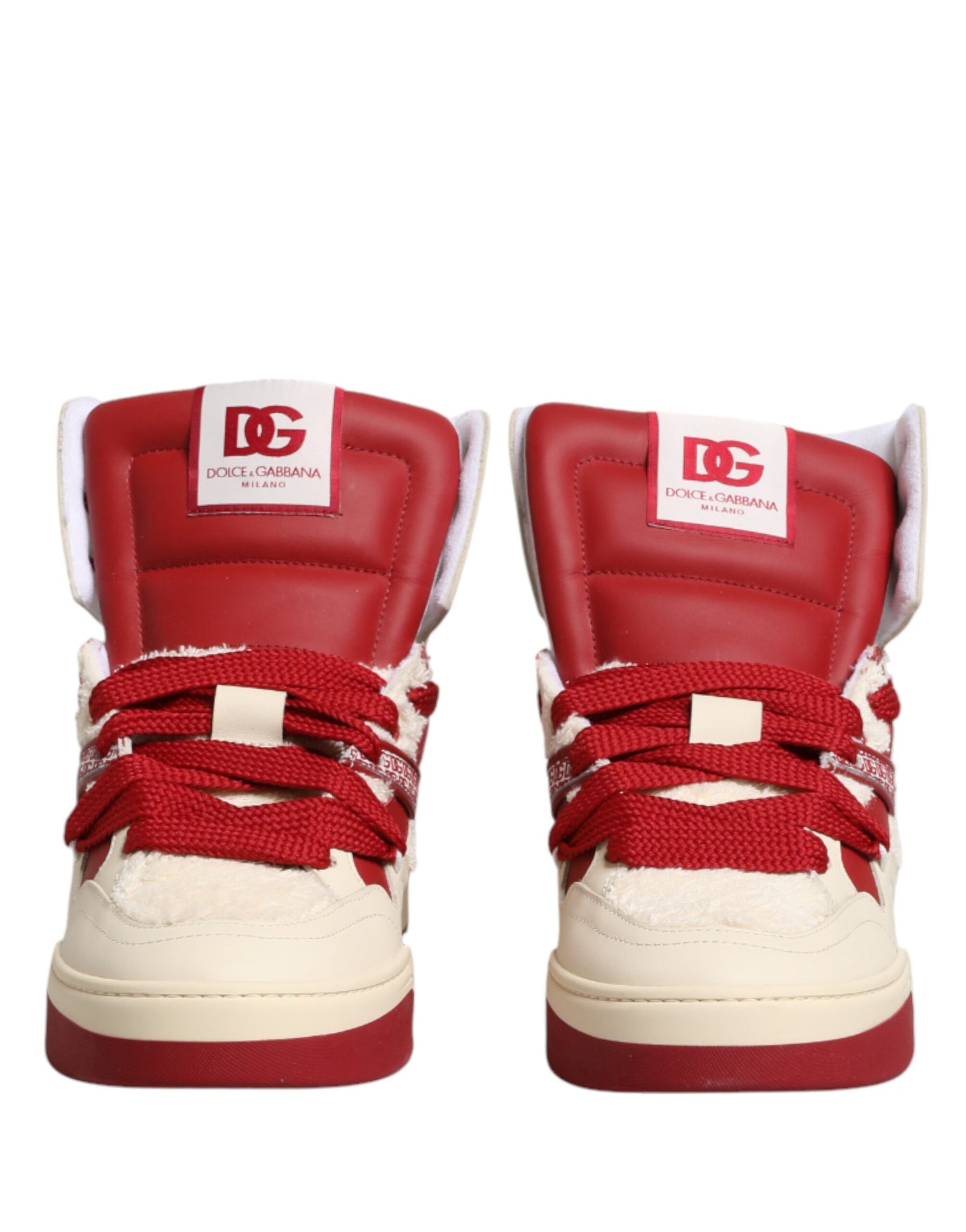 Dolce & Gabbana White Red Custom 2.Zero High Top Men Sneakers Shoes | Regal Royce