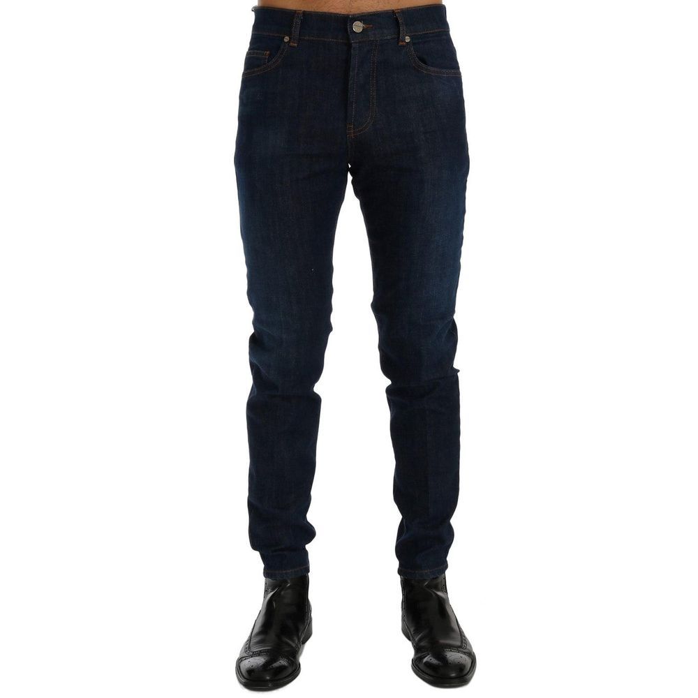 Frankie Morello Blue Cotton Slim Fit Jeans | Regal Royce