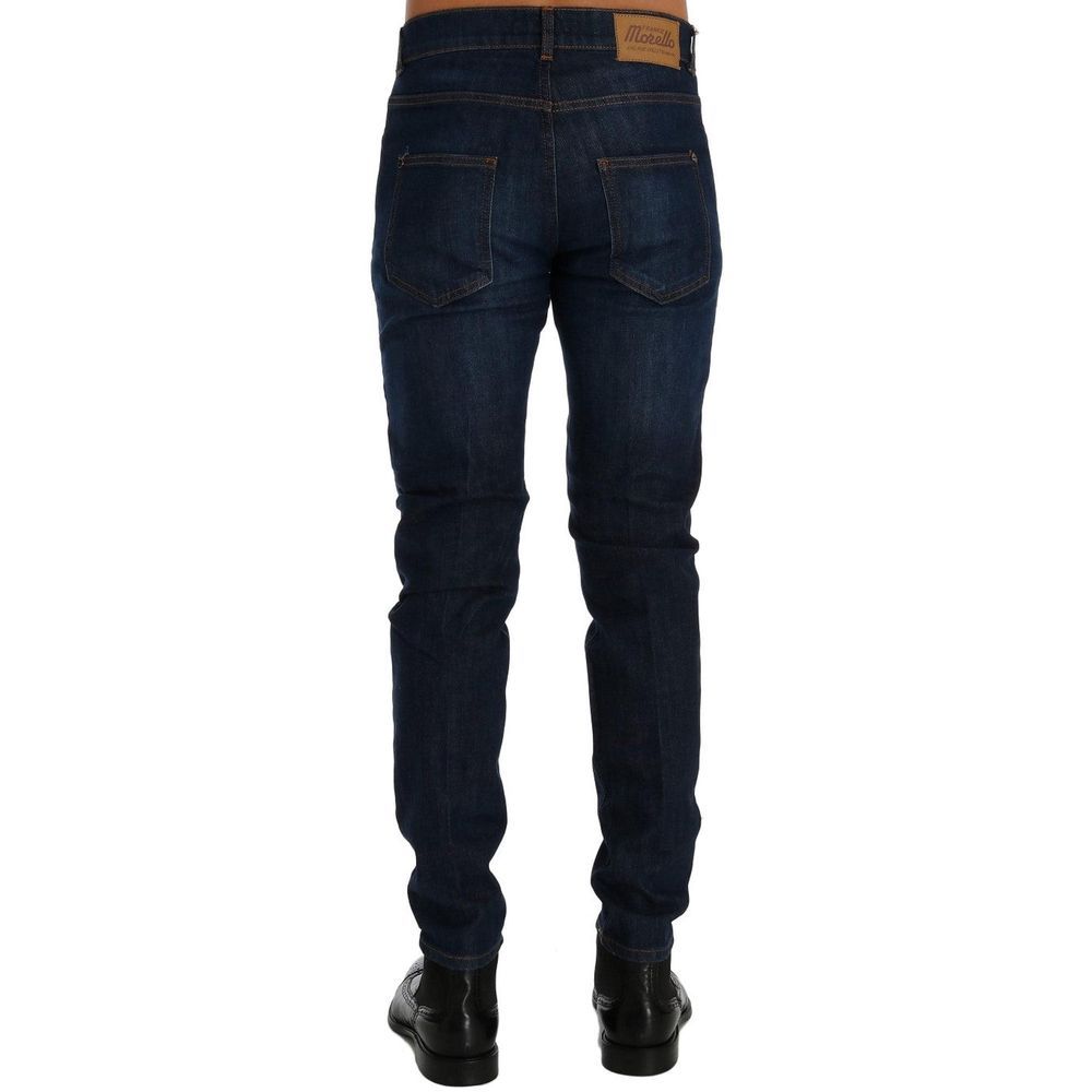 Frankie Morello Blue Cotton Slim Fit Jeans | Regal Royce
