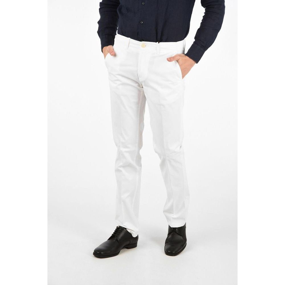 Corneliani White Cotton Chino Pants | Regal Royce