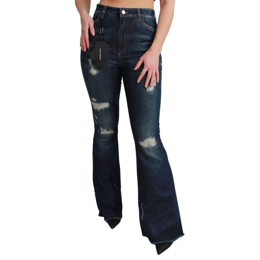 Dolce & Gabbana Blue Cotton Flared Jeans | Regal Royce