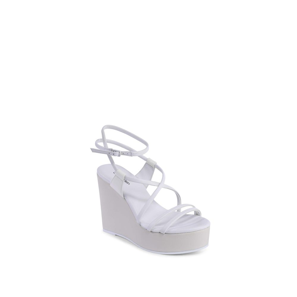 Calvin Klein White Leather Wedge Sandals | Regal Royce