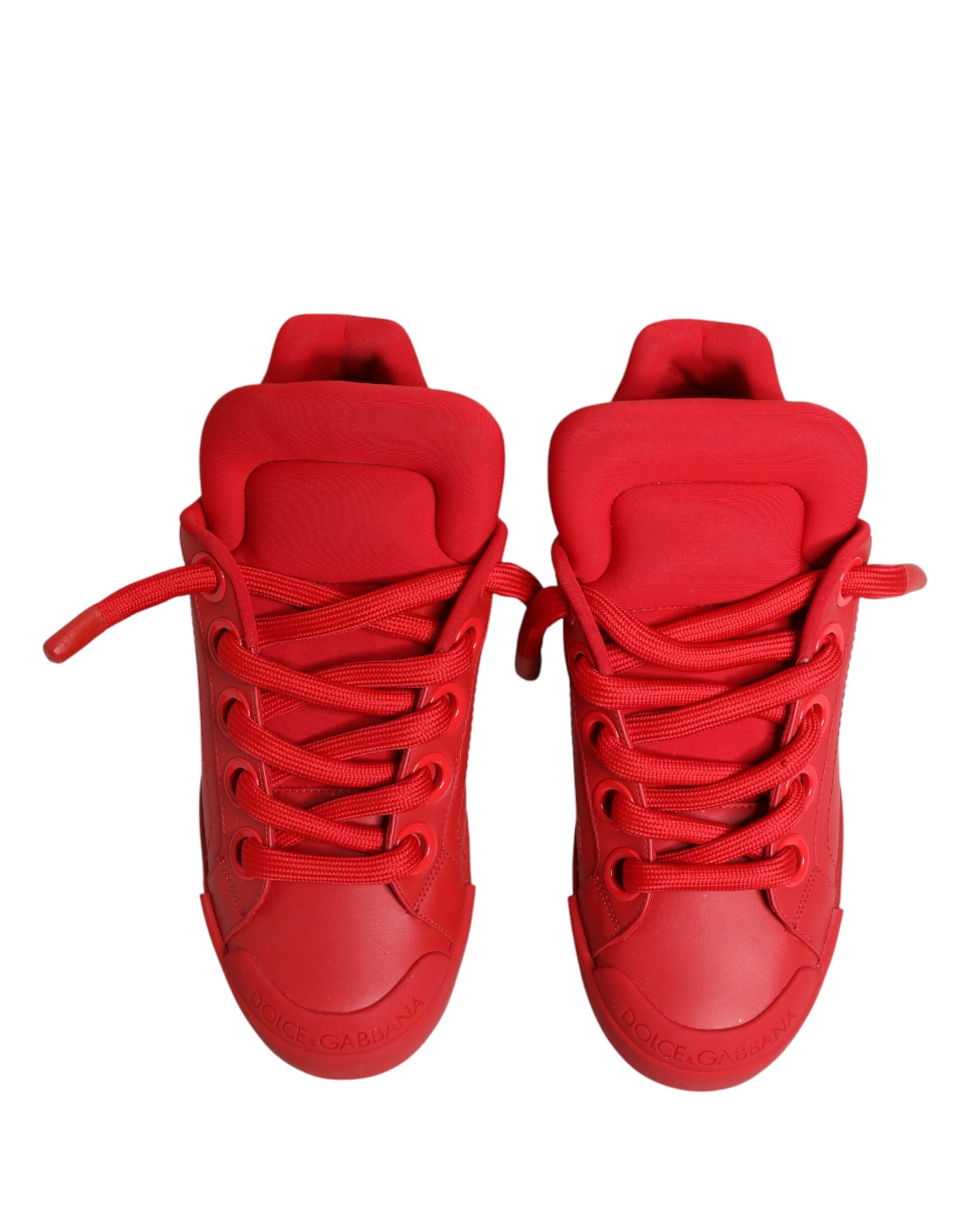 Dolce & Gabbana Red Leather Lace Up Low Top Sneakers Shoes | Regal Royce