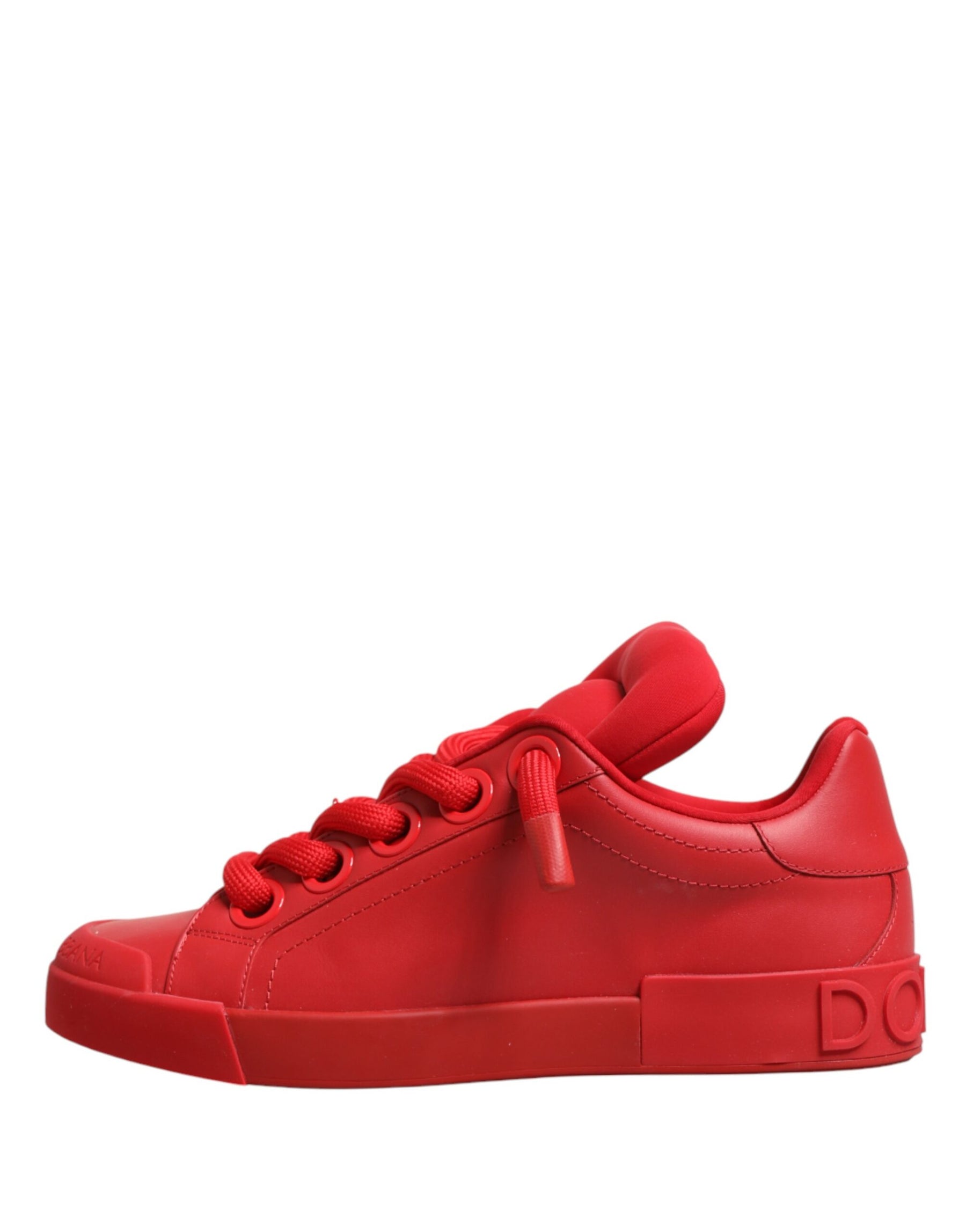 Dolce & Gabbana Red Leather Lace Up Low Top Sneakers Shoes | Regal Royce