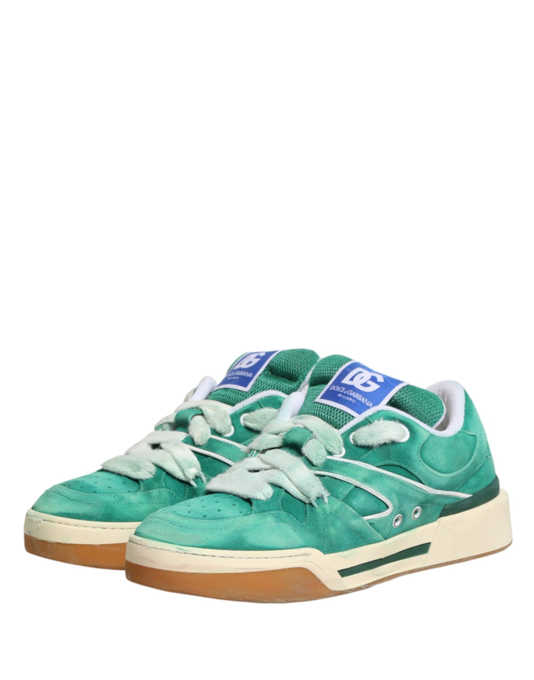 Dolce & Gabbana Green Suede New Roma Low Top Sneakers Shoes | Regal Royce