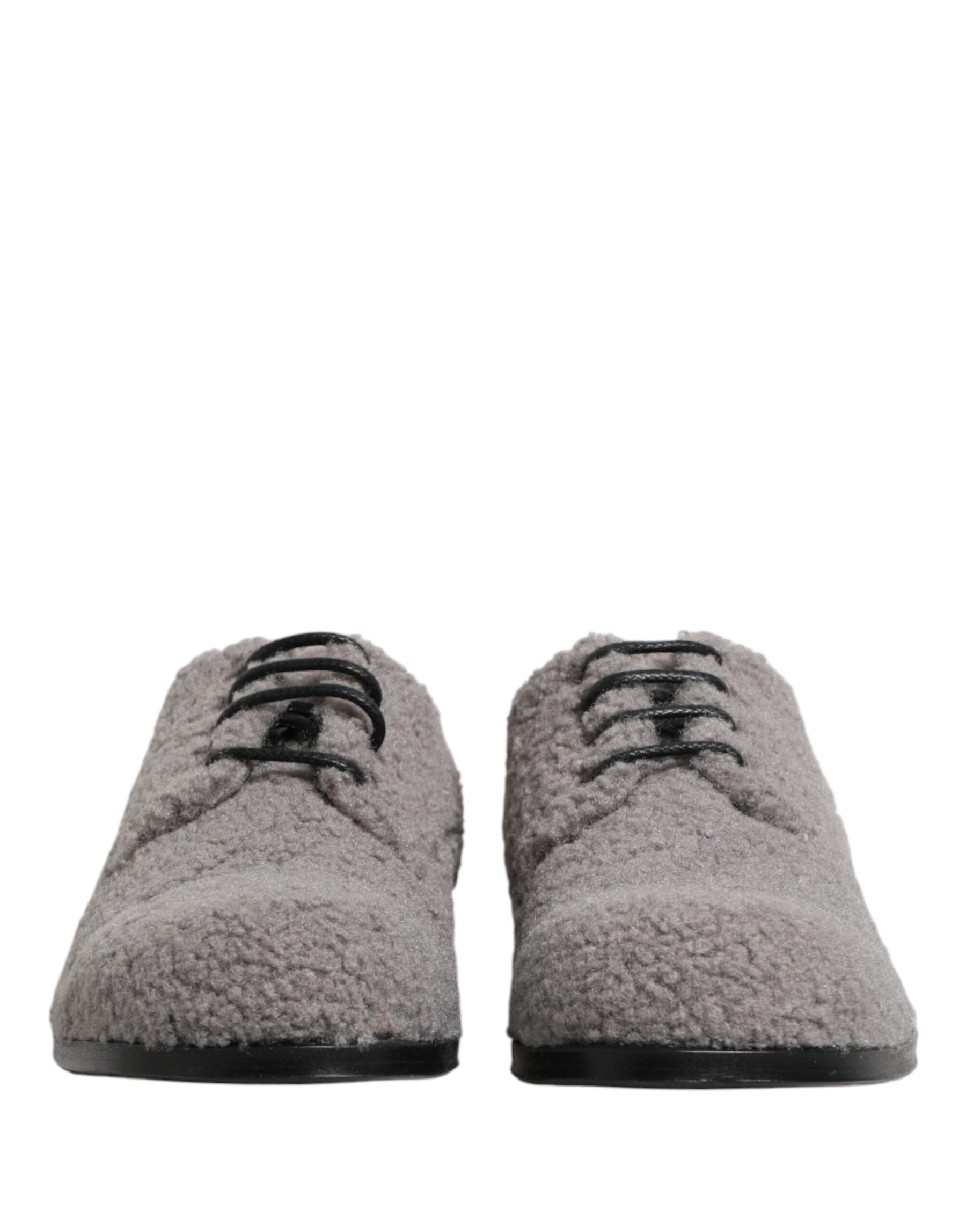 Dolce & Gabbana Gray Fleece Lace Up Men Derby Dress Shoes | Regal Royce