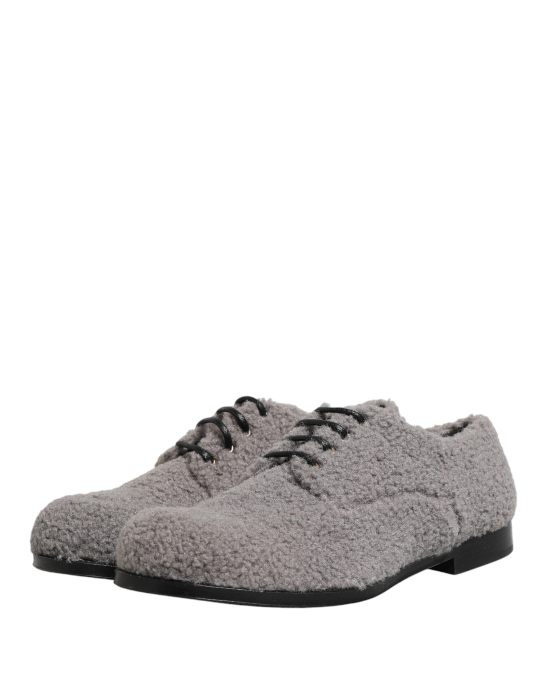 Dolce & Gabbana Gray Fleece Lace Up Men Derby Dress Shoes | Regal Royce