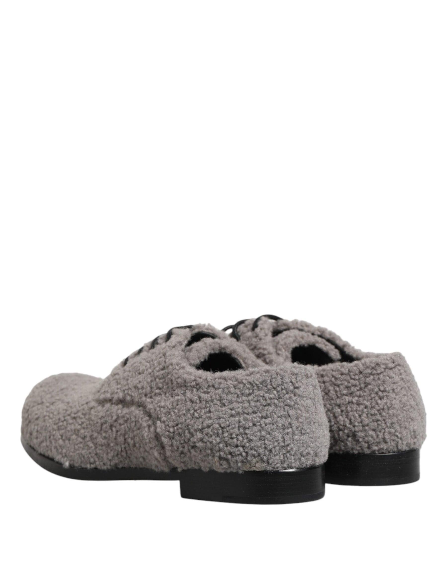 Dolce & Gabbana Gray Fleece Lace Up Men Derby Dress Shoes | Regal Royce