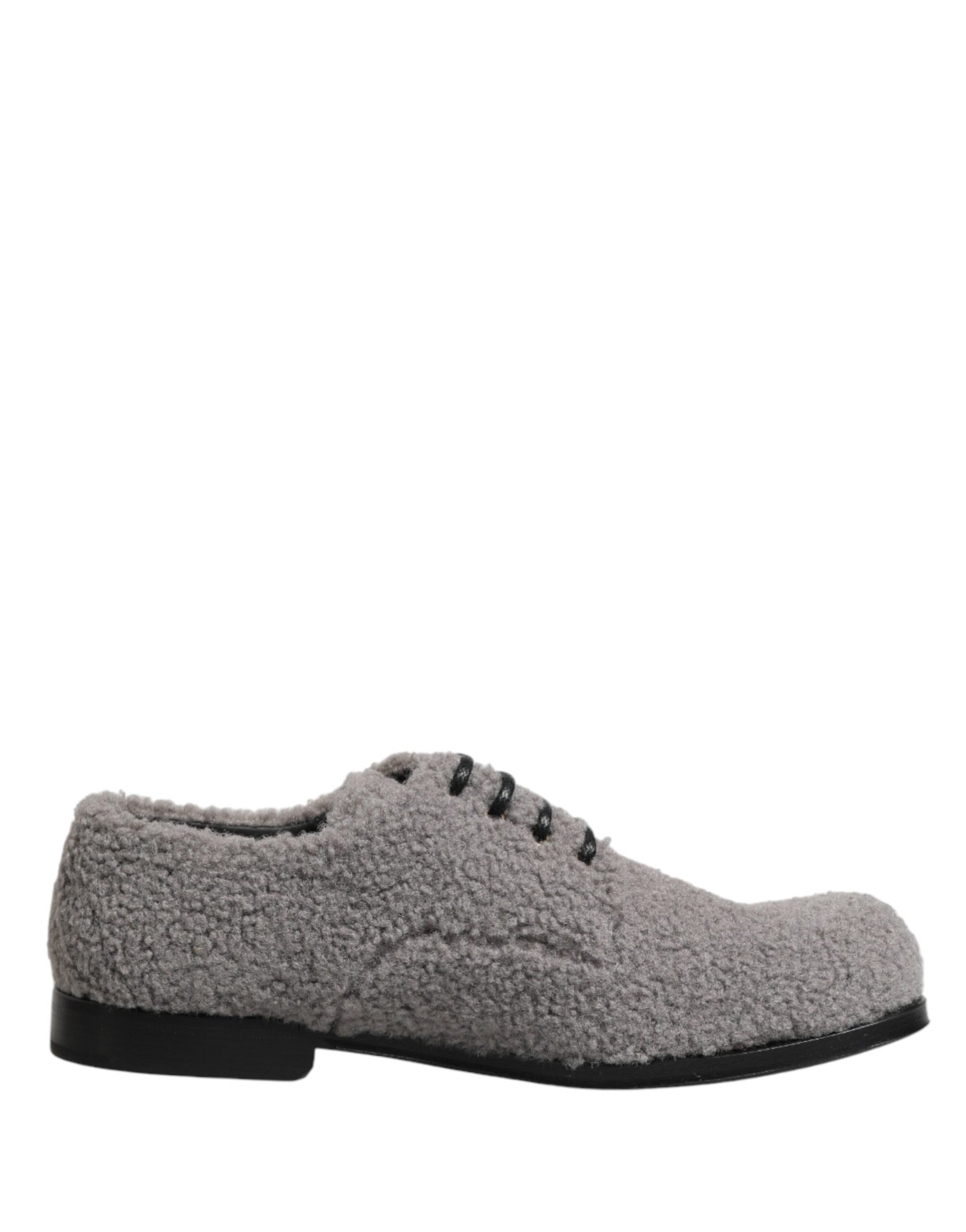 Dolce & Gabbana Gray Fleece Lace Up Men Derby Dress Shoes | Regal Royce