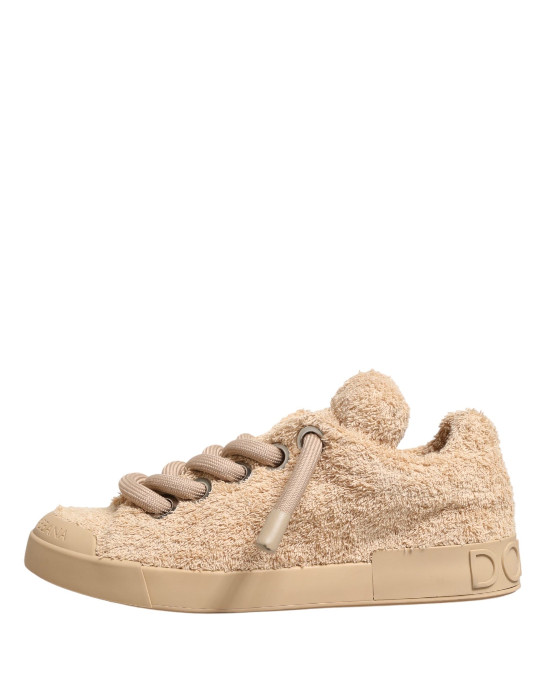 Dolce & Gabbana Shoes Beige Faux Shearling Low Top Sneakers | Regal Royce