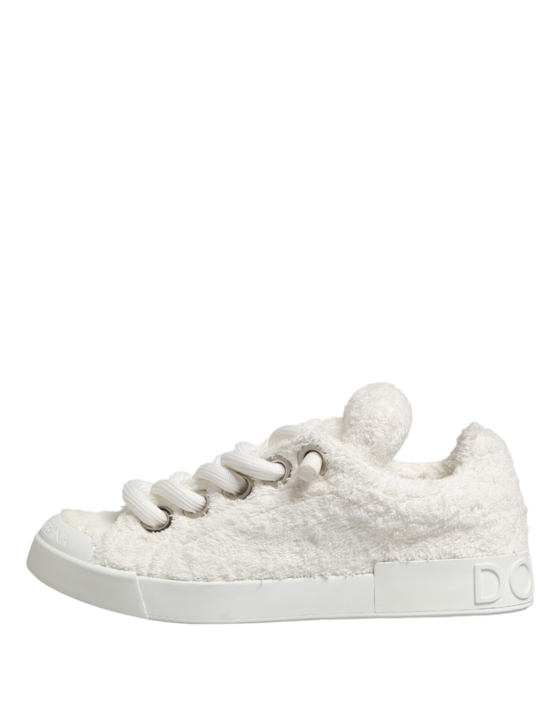 Dolce & Gabbana White Faux Shearling Low Top Sneakers  Shoes | Regal Royce