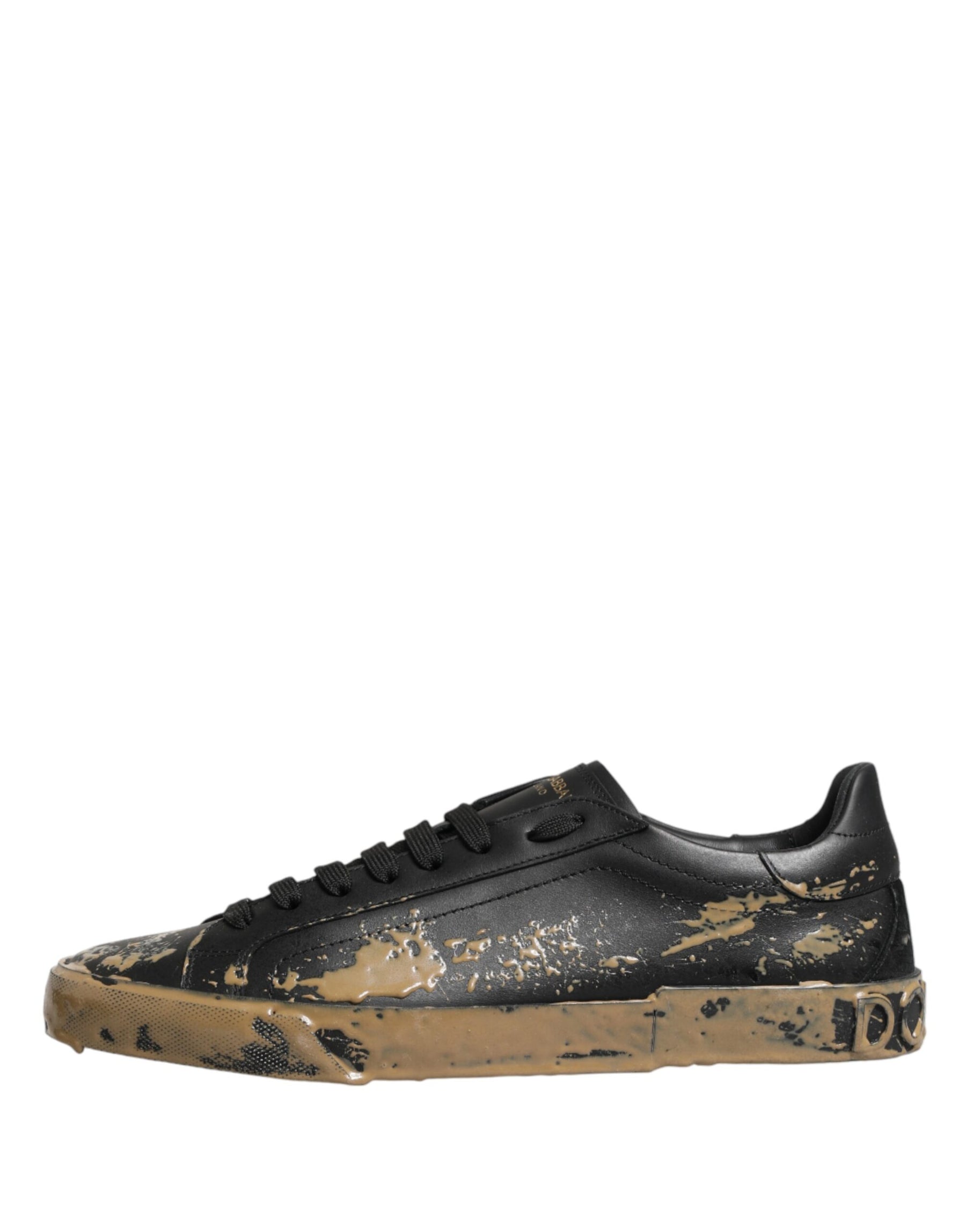 Dolce & Gabbana Black Portofino Mud Effect Low Top Sneakers Shoes | Regal Royce