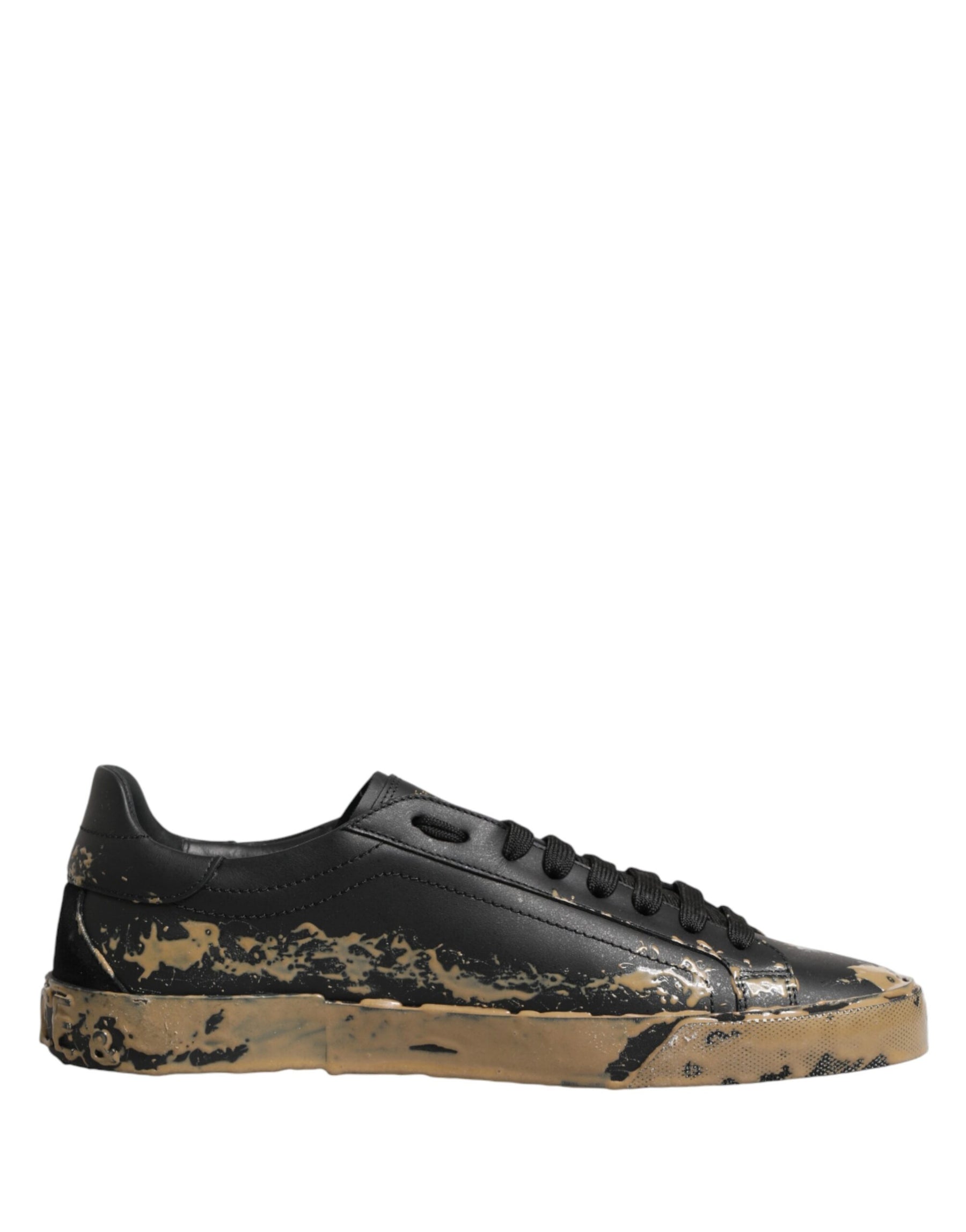 Dolce & Gabbana Black Portofino Mud Effect Low Top Sneakers Shoes | Regal Royce