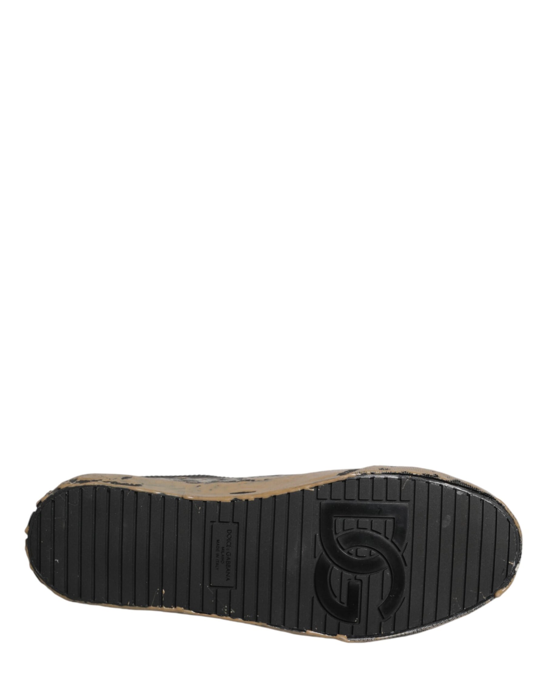 Dolce & Gabbana Black Portofino Mud Effect Low Top Sneakers Shoes | Regal Royce