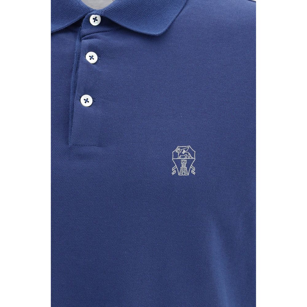 Brunello Cucinelli Blue Cotton Polo Shirt | Regal Royce