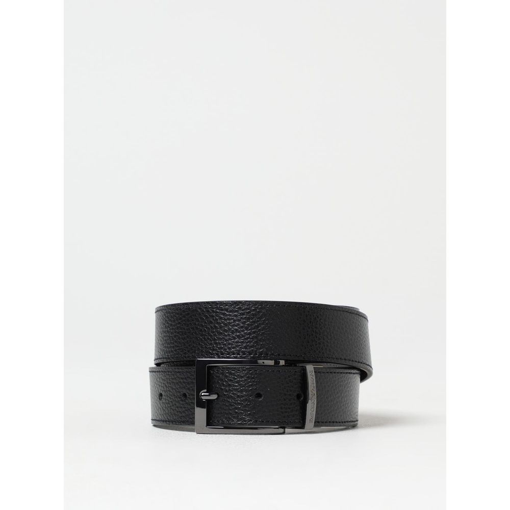 Emporio Armani Black Leather Regular Belt | Regal Royce
