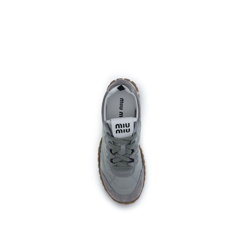Miu Miu Gray Recycled Polyamide Athletic Sneakers | Regal Royce