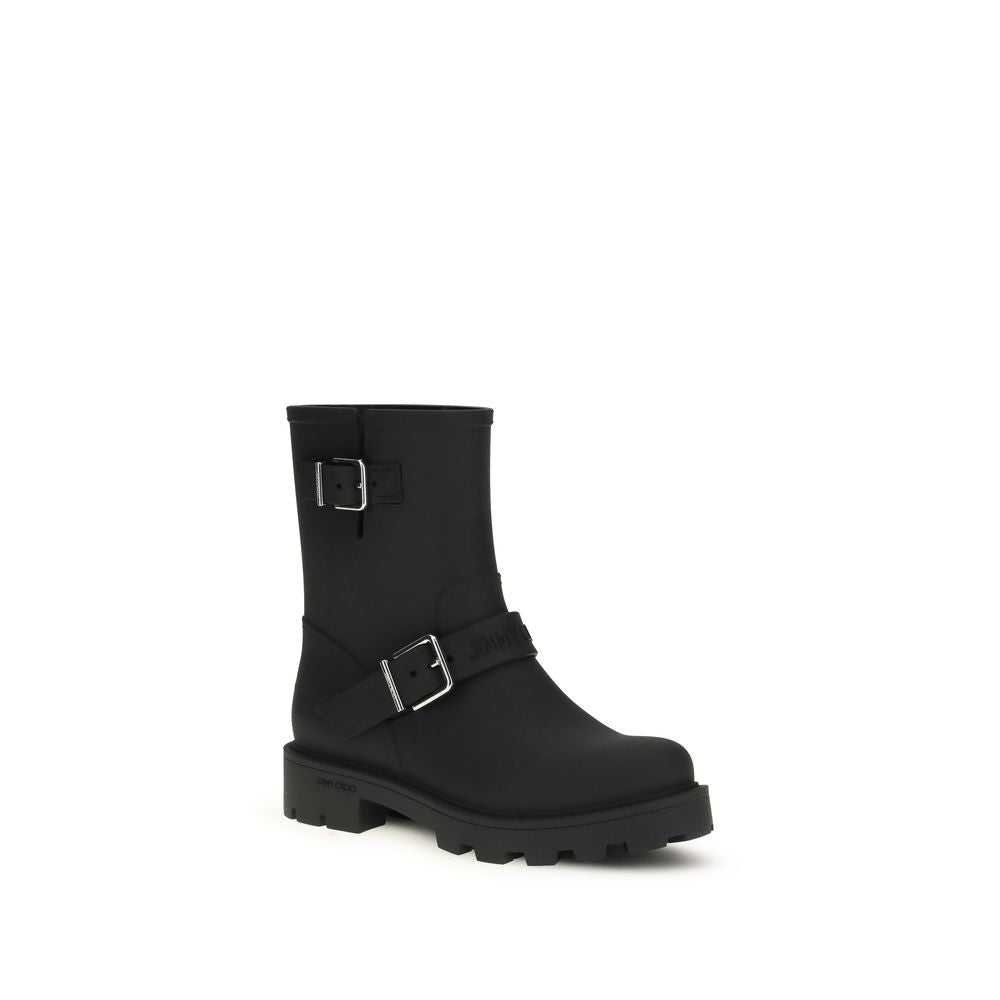 Jimmy Choo Black Polyurethane Rain Boots | Regal Royce