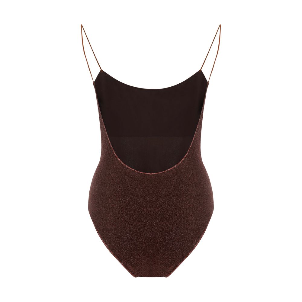 Oséree Brown Metal One-Piece Swimsuit | Regal Royce
