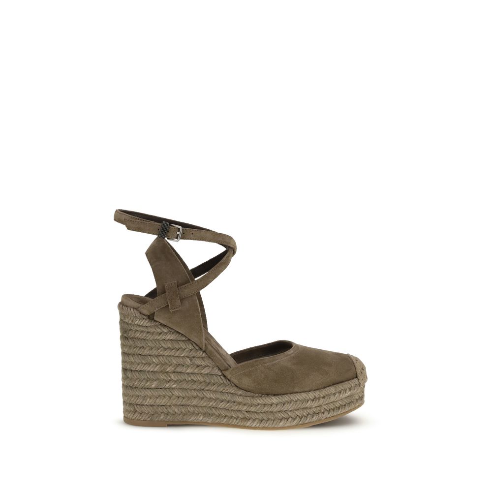 Brunello Cucinelli Beige Calf Leather Bos Taurus Espadrilles | Regal Royce