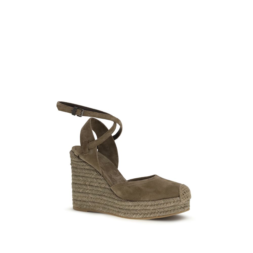Brunello Cucinelli Beige Calf Leather Bos Taurus Espadrilles | Regal Royce