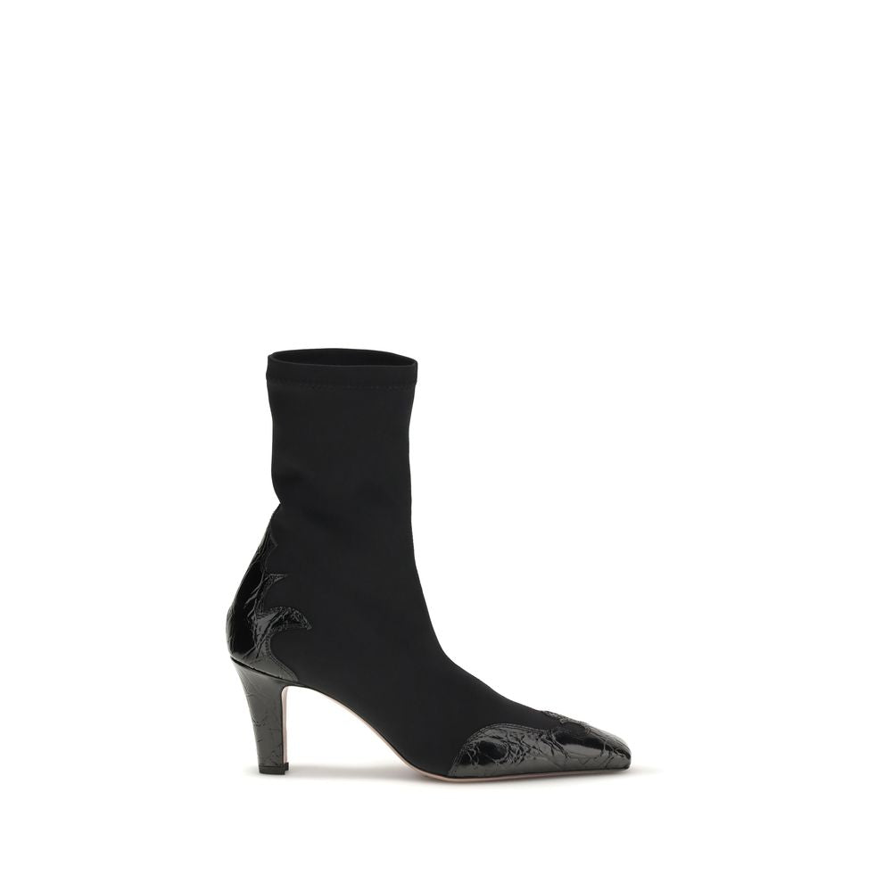 Paris Texas Black Calf Leather Bos Taurus Ankle Boots | Regal Royce