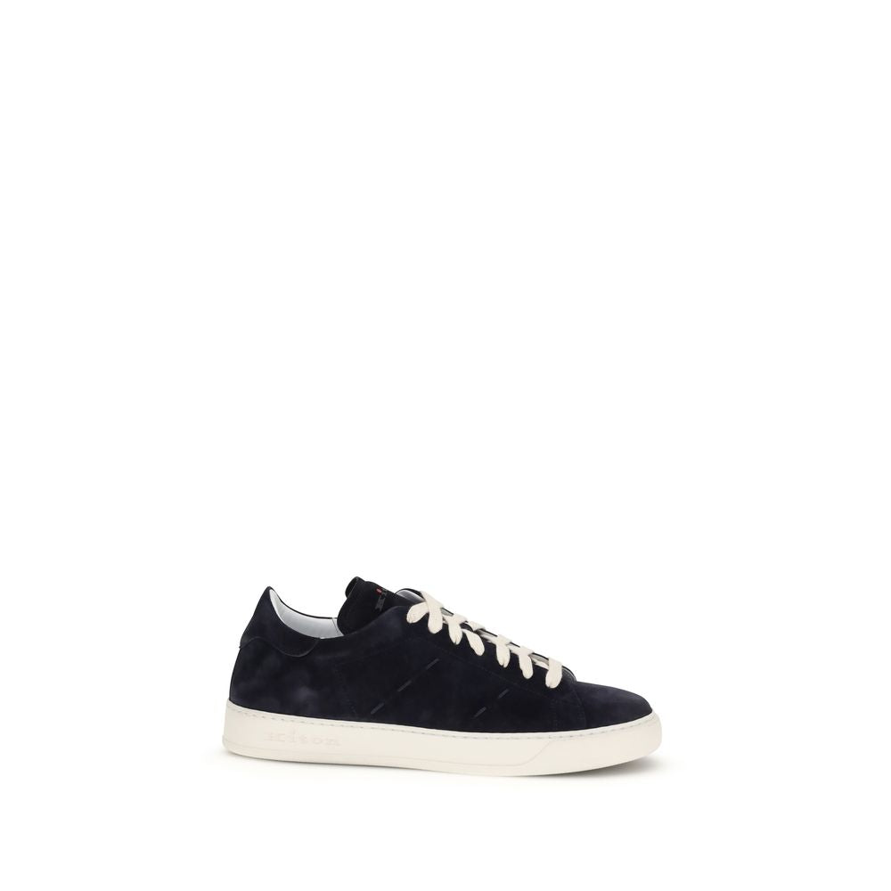 Kiton Blue Calf Leather Bos Taurus Low Top Sneakers | Regal Royce