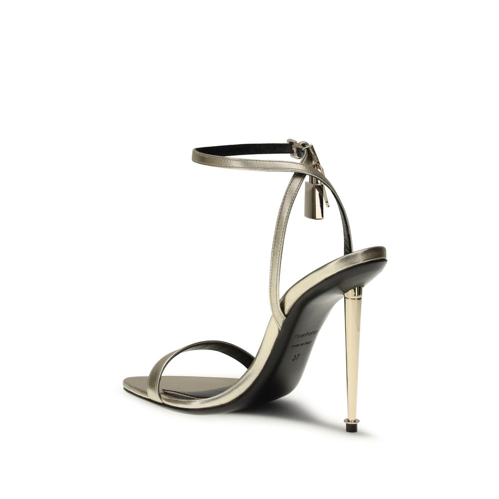 Tom Ford Gold Goatskin Stiletto Heel Sandals | Regal Royce