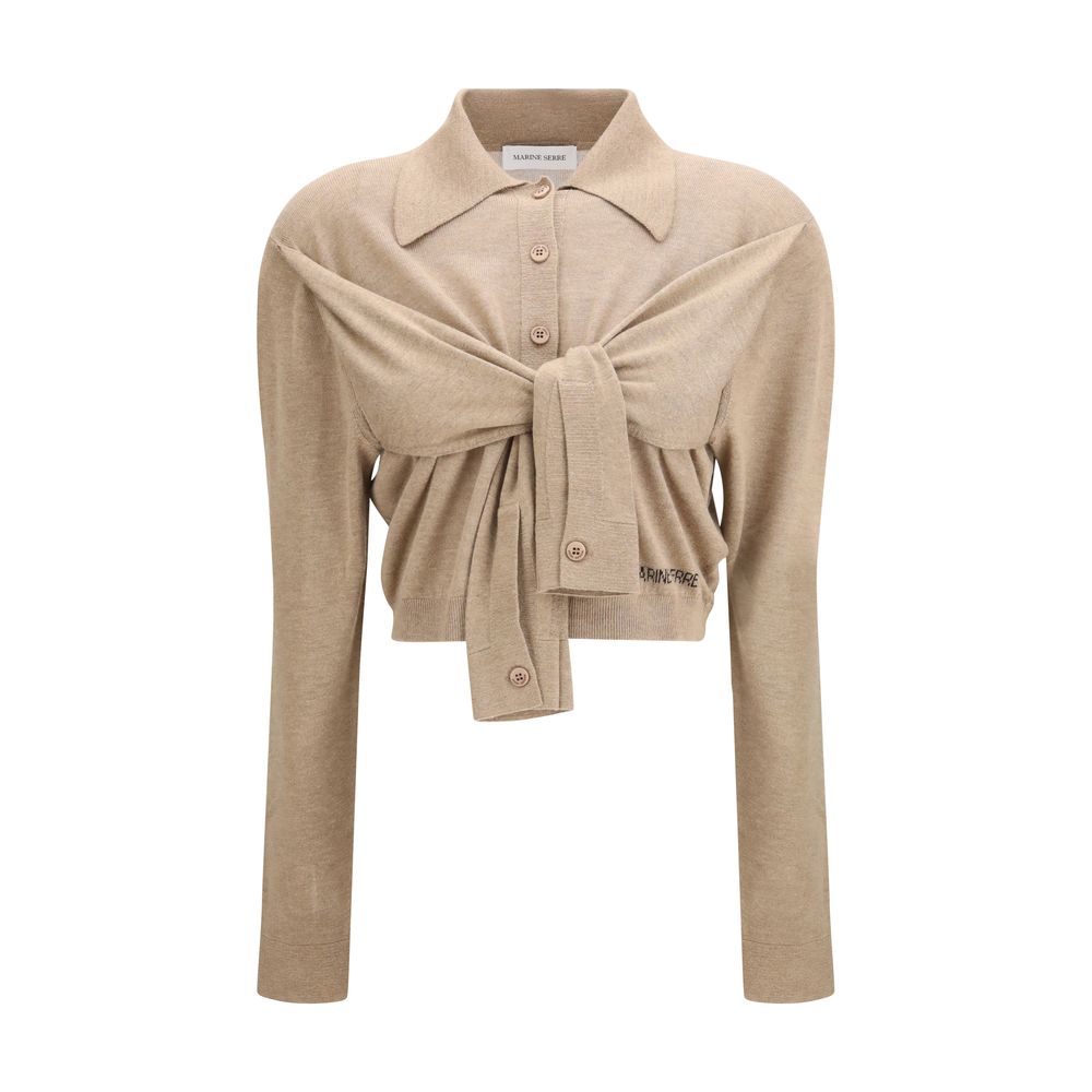 Marine Serre Beige Viscose Cardigan | Regal Royce