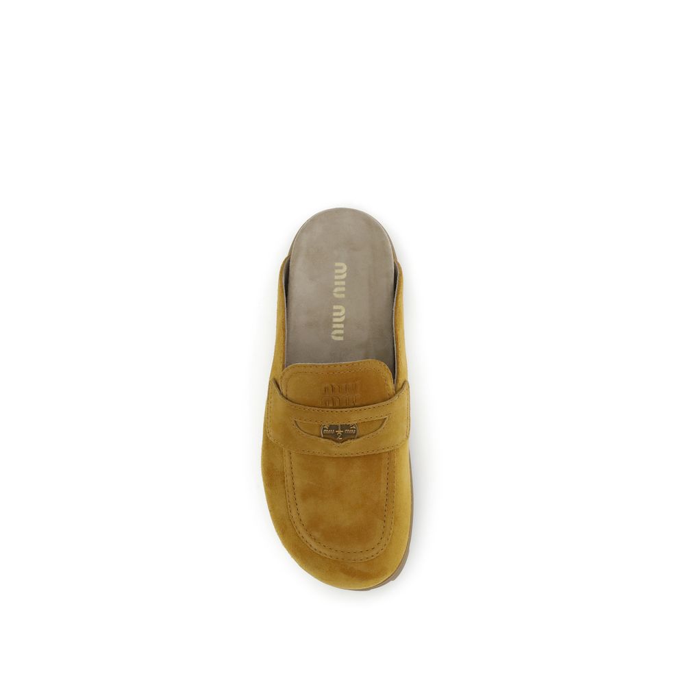 Miu Miu Brown Calf Leather Bos Taurus Mules | Regal Royce