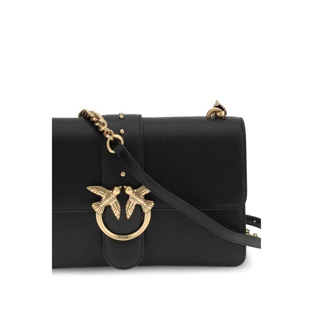 PINKO Black Calf Leather Bos Taurus Shoulder Bag | Regal Royce