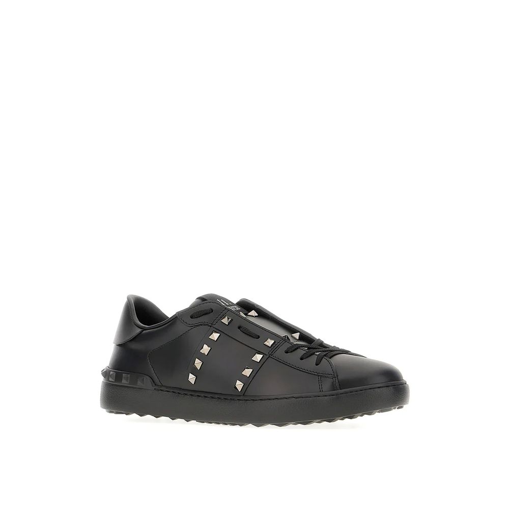 Valentino Garavani Black Leather Low Top Sneakers | Regal Royce