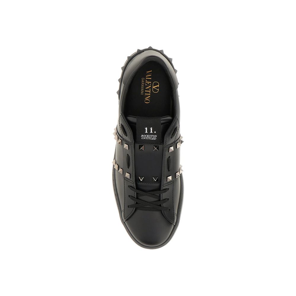 Valentino Garavani Black Leather Low Top Sneakers | Regal Royce
