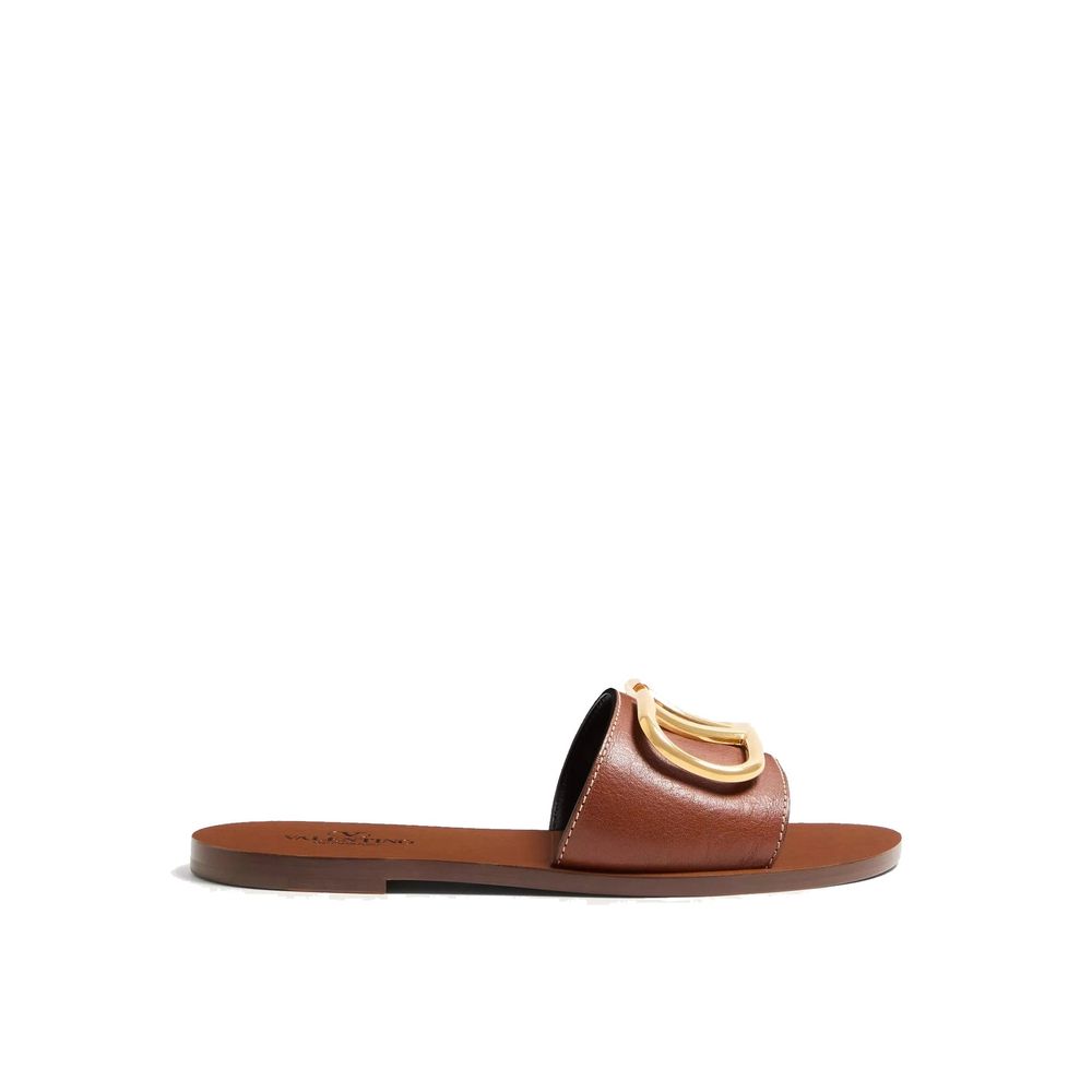 Valentino Garavani Brown Calfskin Flat Sandals | Regal Royce