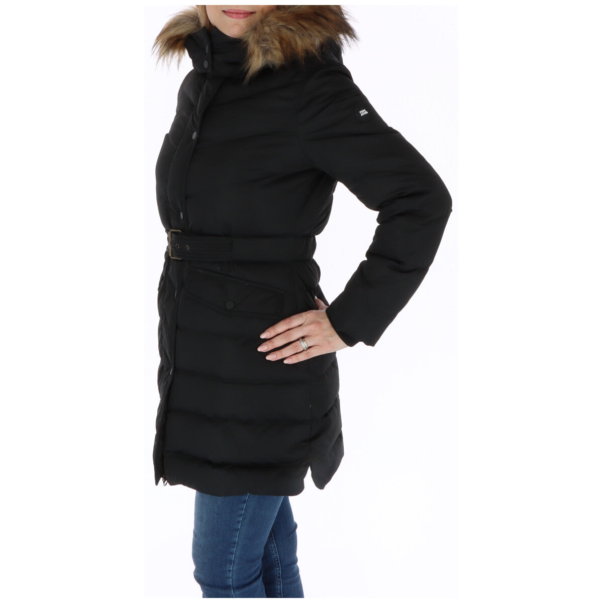 Pepe Jeans Black Polyester Coat | Regal Royce