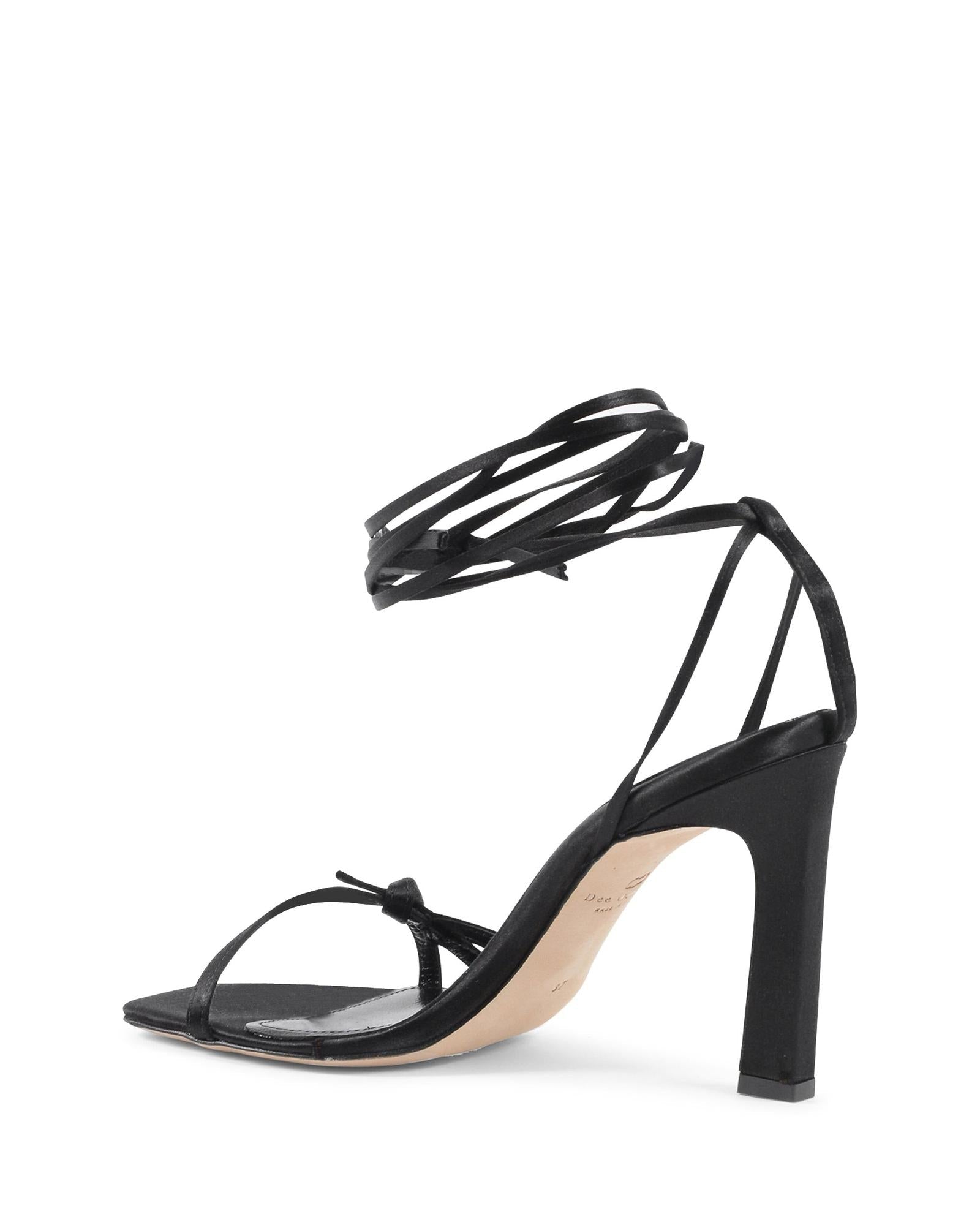 Dee Ocleppo Black Satin Strap-On Sandals | Regal Royce