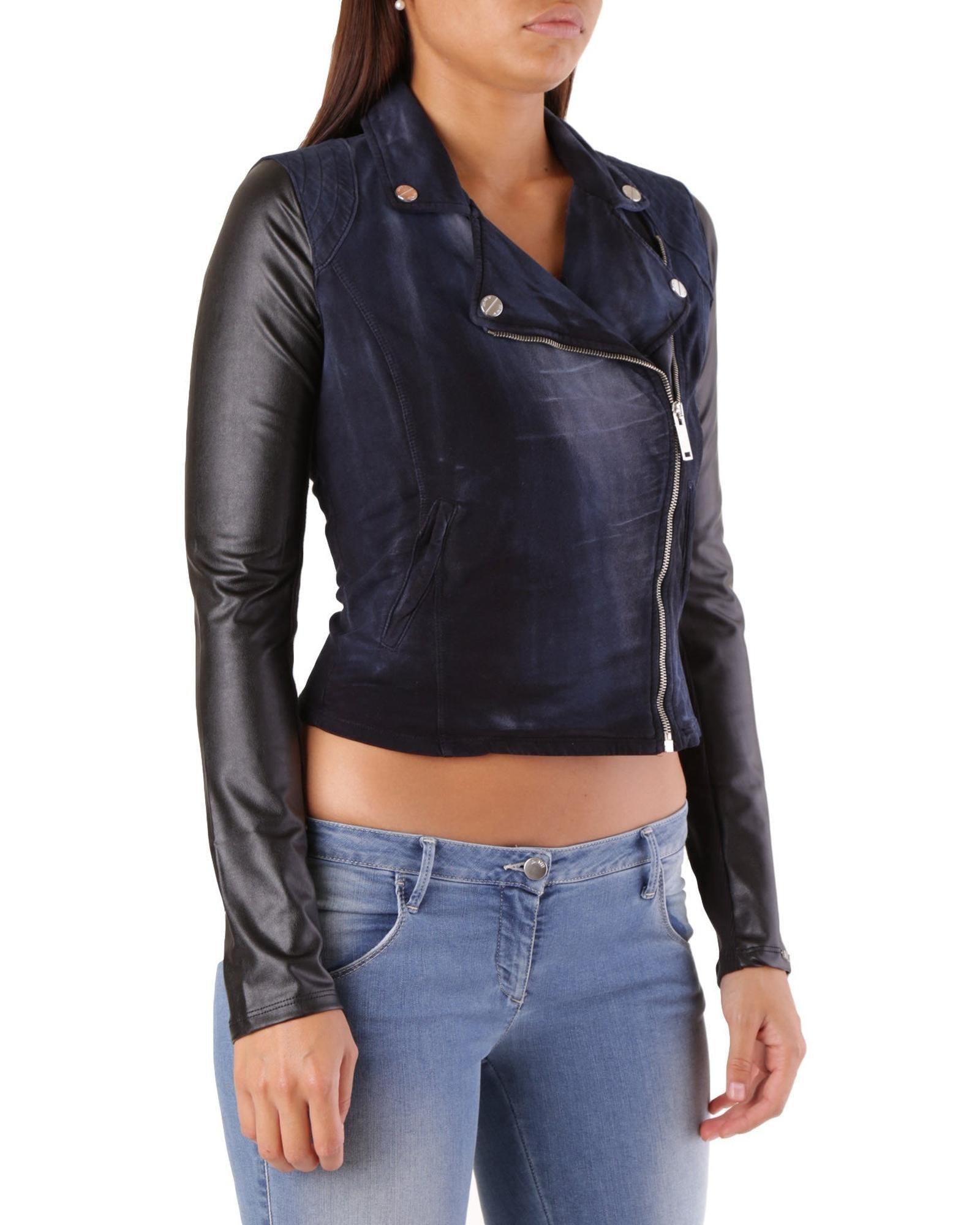 Met Blue Cotton Biker Jacket | Regal Royce