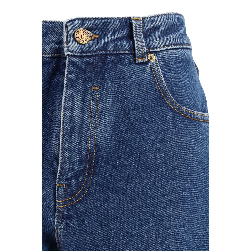 Balmain Blue Cotton Straight-Leg Jeans | Regal Royce