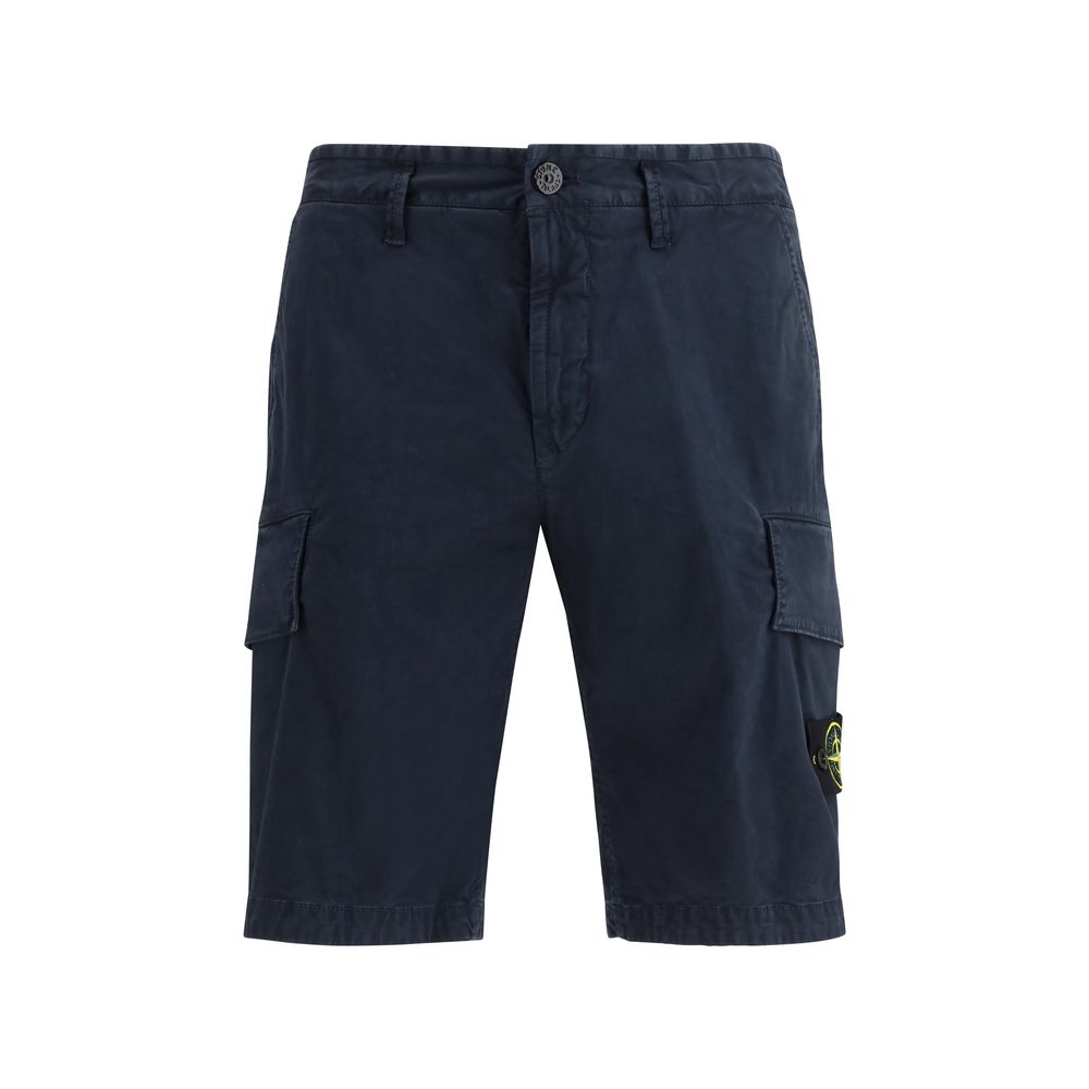 Stone Island Blue Cotton Bermuda Shorts | Regal Royce