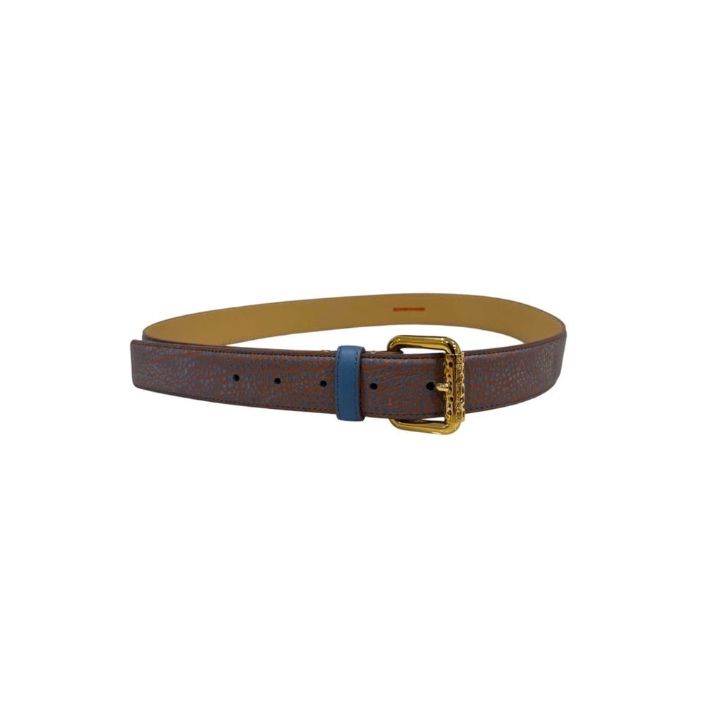 Borbonese Brown Leather Women Belt with Gold Buckle | Regal Royce