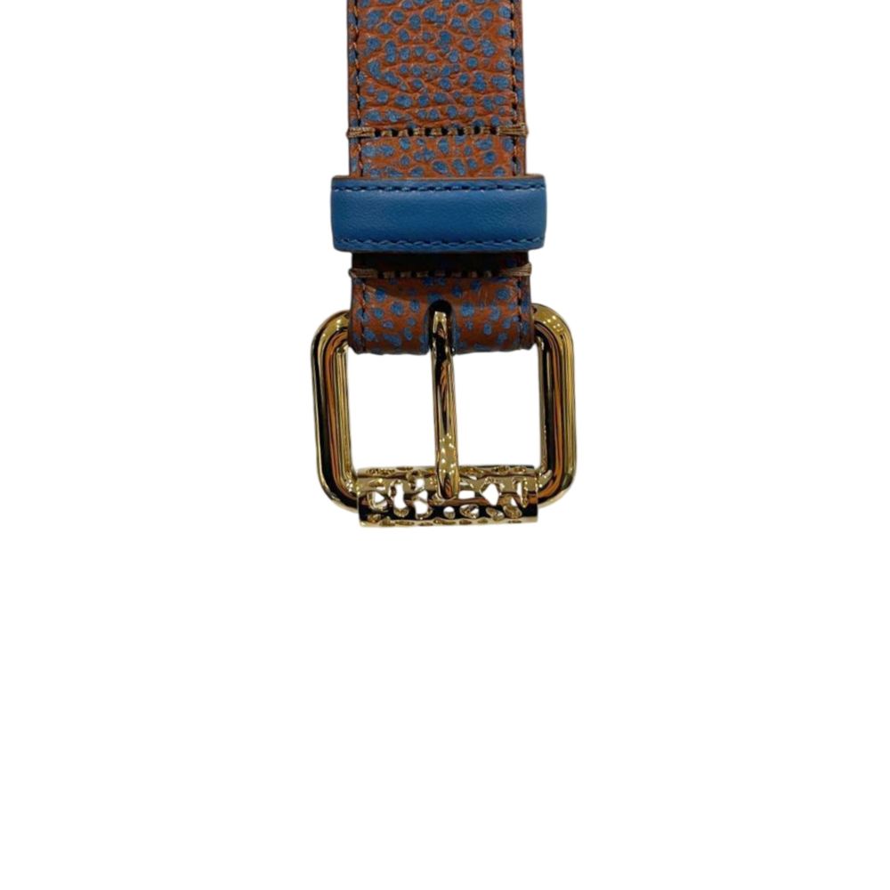 Borbonese Brown Leather Women Belt with Gold Buckle | Regal Royce