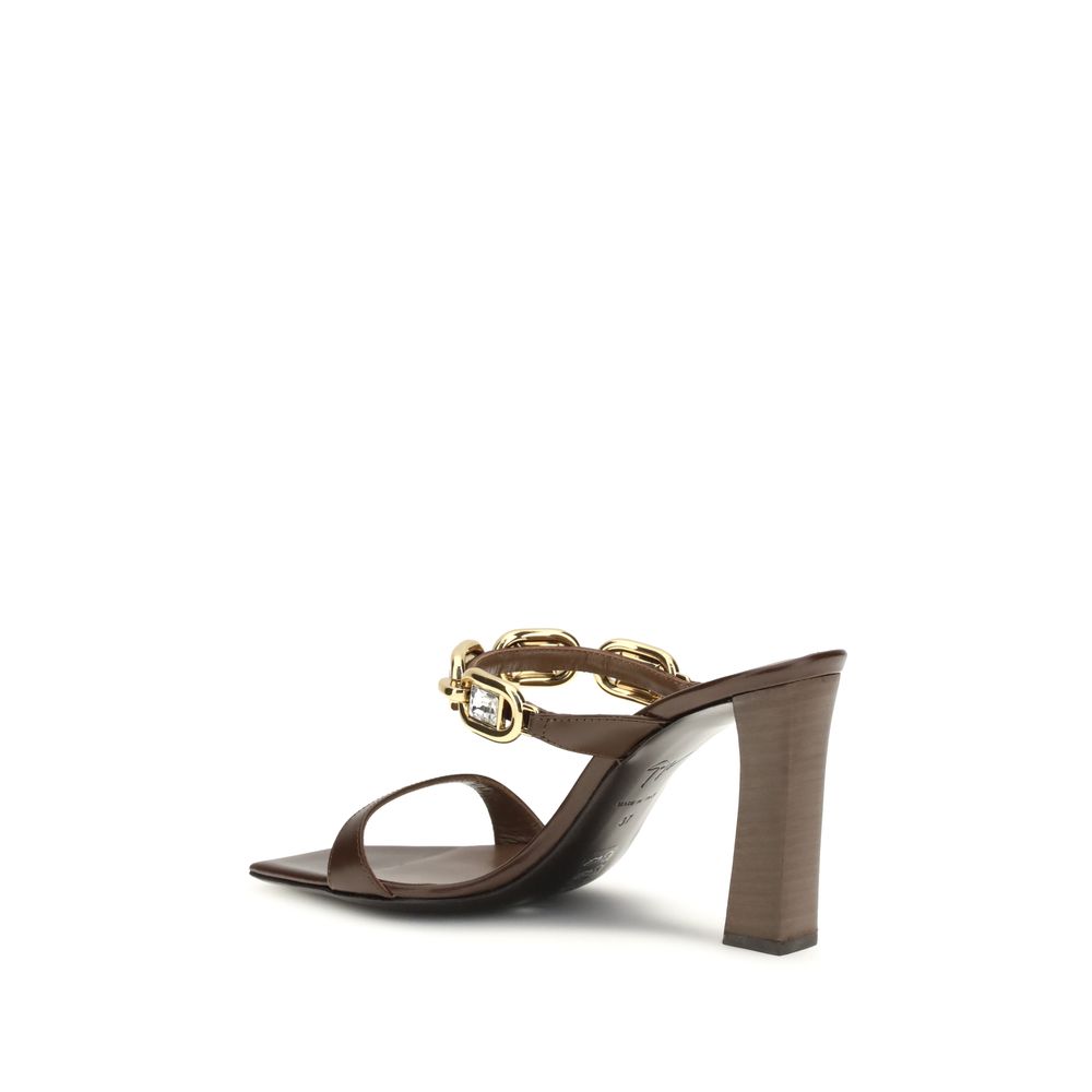 Giuseppe Zanotti Brown Calf Leather Bos Taurus Sandals | Regal Royce