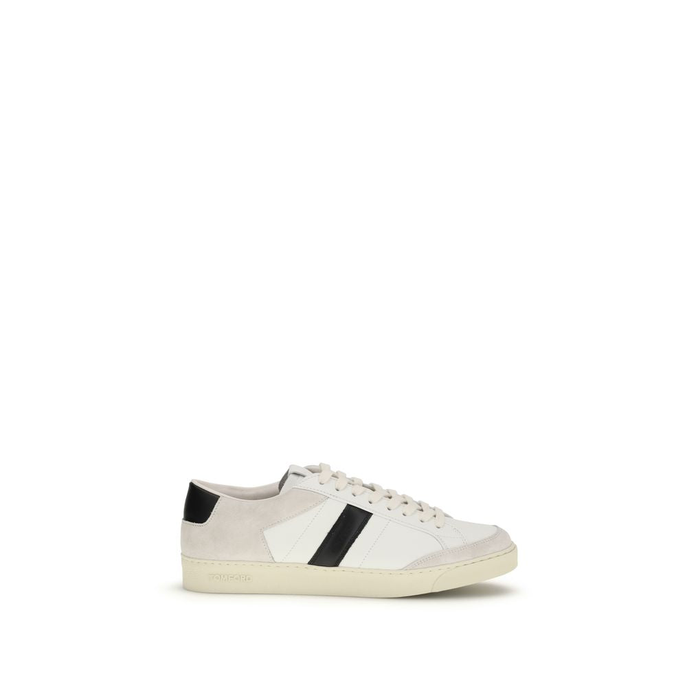 Tom Ford White Calf Leather Bos Taurus Sneakers | Regal Royce