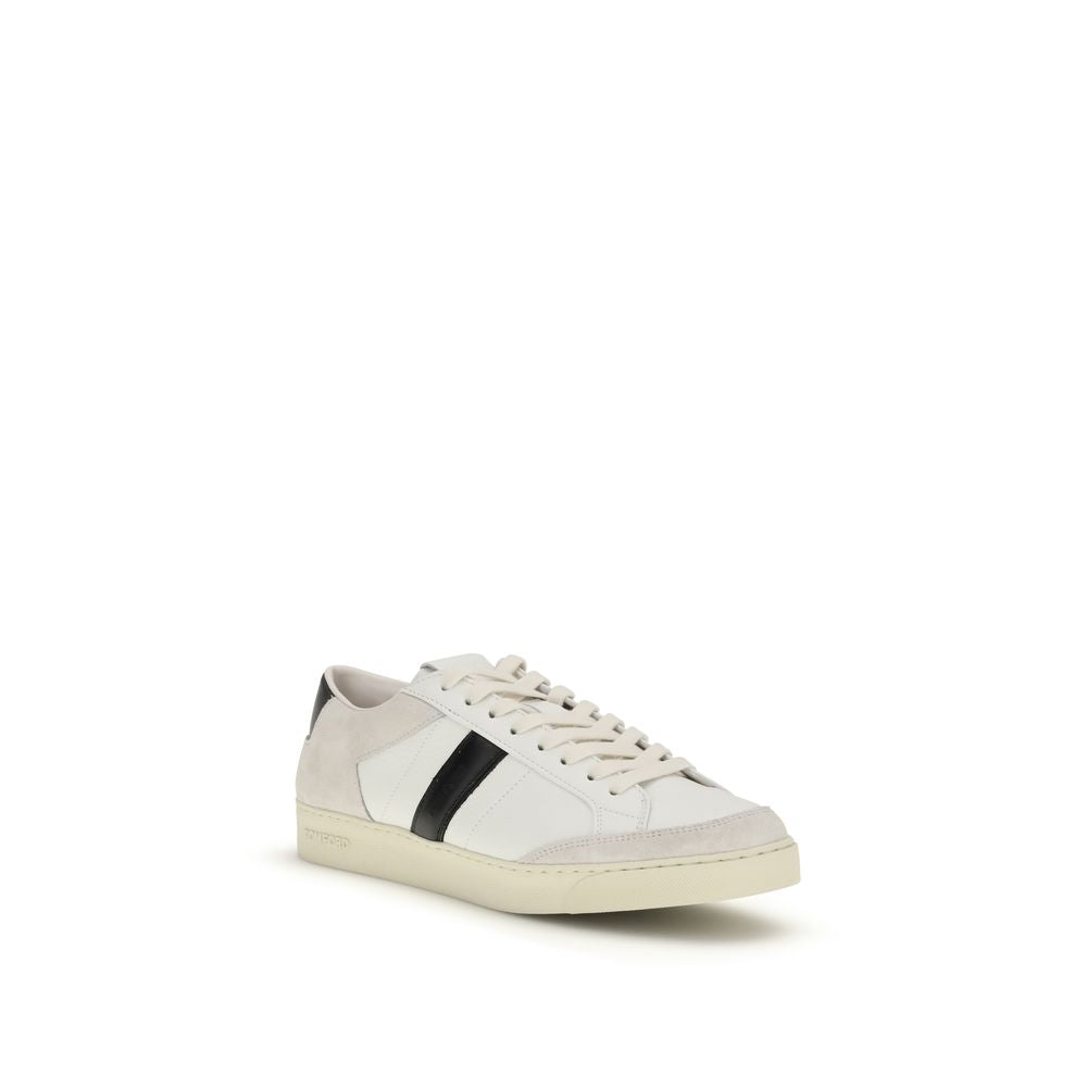 Tom Ford White Calf Leather Bos Taurus Sneakers | Regal Royce