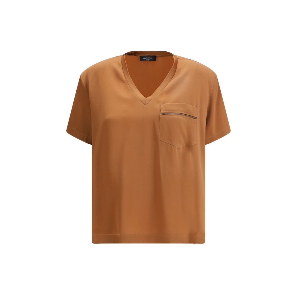 Fabiana Filippi Beige Viscose T-Shirt | Regal Royce