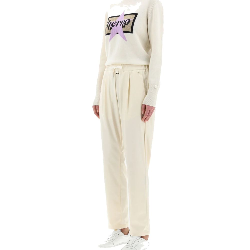 Herno White Polyester Casual Pants | Regal Royce
