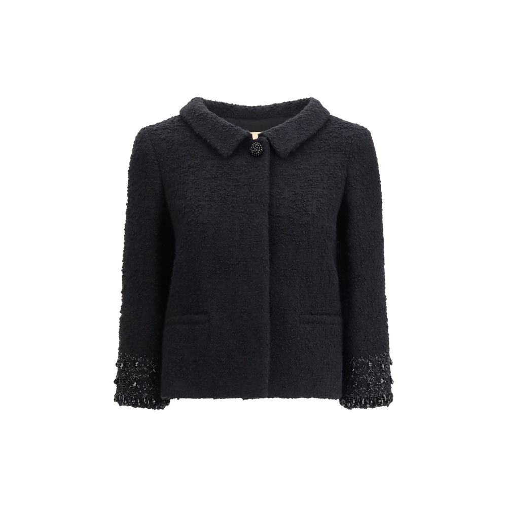 Valentino Black Fleece Wool Coat | Regal Royce