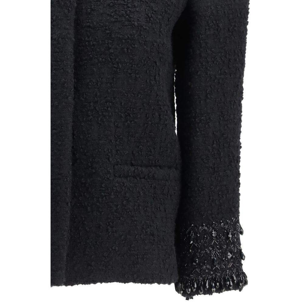 Valentino Black Fleece Wool Coat | Regal Royce